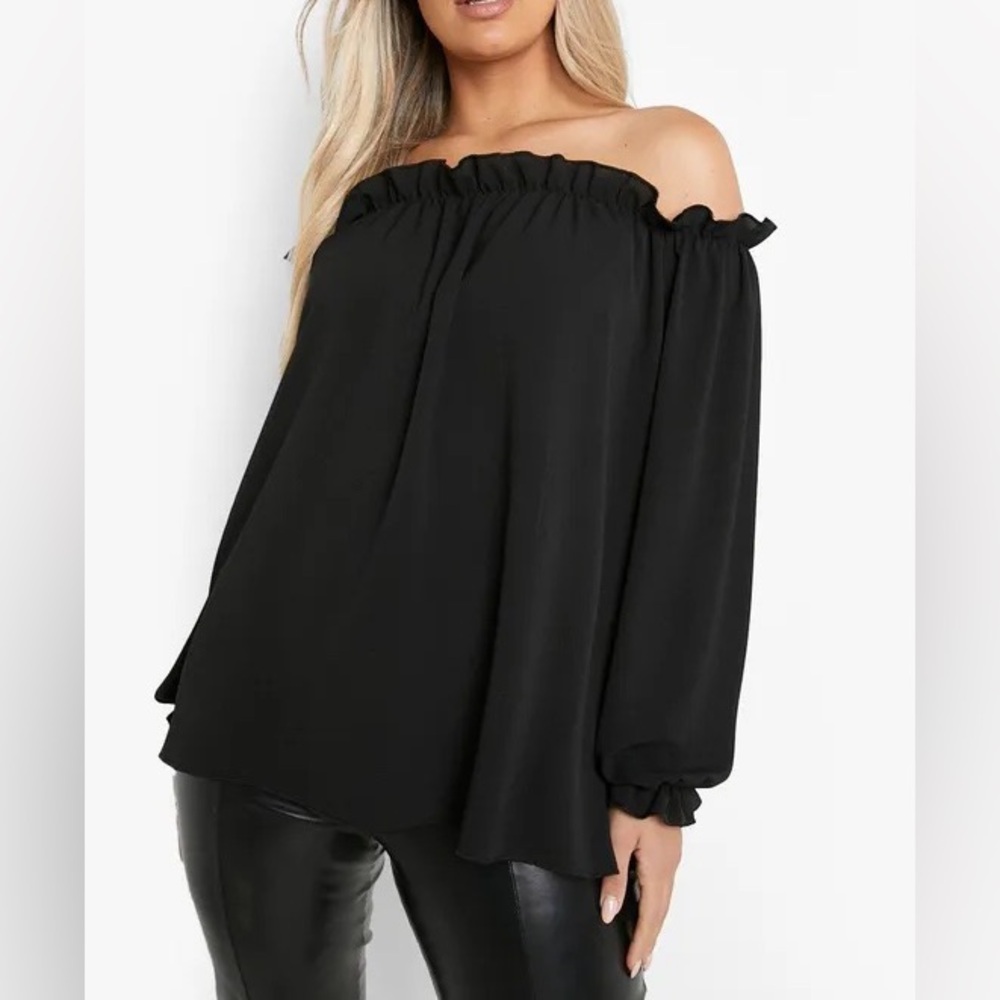 Talbots Black Ruffle Blouse
